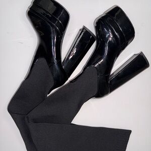 Fitted Over The Knee Platform Boots